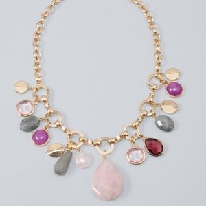 White House Black Market Mixed-Stone Necklace With Rose Quartz & Labradorite